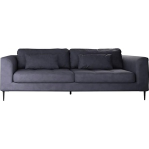 3-Sitzer TRENDMANUFAKTUR Luzi Sofas Gr. B/H/T: 220cm x 80cm x 99cm, Velourstoff fein, blau (moonlight ocean) wahlweise mit Schlaffunktion und Bettkasten, inklusive Nierenkissen