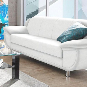 3-Sitzer TRENDMANUFAKTUR Rondo, Breite 207 cm, breite Armlehnen, Füße chromfarben Sofas Gr. B/H/T: 207cm x 85cm x 94cm, Kunstleder SOFTLUX, Mit Federkern, weiß (schneeweiß) Big-Sofa wahlweise mit Federkern, in verschiedenen Bezügen bestellbar