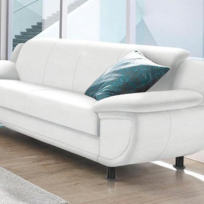 3-Sitzer TRENDMANUFAKTUR Rondo, Breite 207 cm, breite Armlehnen, Füße schwarz Sofas Gr. B/H/T: 207cm x 85cm x 94cm, Kunstleder SOFTLUX, Mit Federkern, weiß (schneeweiß) Big-Sofa wahlweise mit Federkern, in verschiedenen Bezügen bestellbar