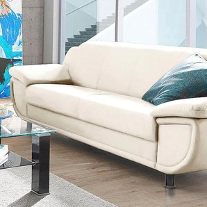 3-Sitzer TRENDMANUFAKTUR Rondo, Breite 207 cm, breite Armlehnen, Füße schwarz Sofas Gr. B/H/T: 207 cm x 85 cm x 94 cm, NaturLEDER, Mit Federkern, weiß (altweiß) Big-Sofa wahlweise mit Federkern, in verschiedenen Bezügen bestellbar