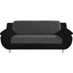 3-Sitzer TRENDMANUFAKTUR Sofas Gr. B/H/T: 207cm x 85cm x 94cm, Kunstleder SOFTLUX-Struktur, Ohne Federkern, schwarz-weiß (schwarz/schwarz/weiß) wahlweise mit Federkern