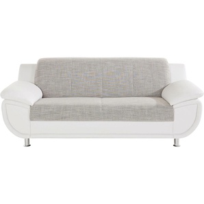 3-Sitzer TRENDMANUFAKTUR Sofas Gr. B/H/T: 207cm x 85cm x 94cm, Kunstleder SOFTLUX-Struktur, Ohne Federkern, weiß (weiß/cappuccino) wahlweise mit Federkern