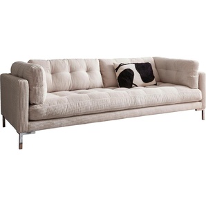 3-Sitzer TRENDS BY HG LANDAU Sofas Gr. B/H/T: 228cm x 75cm x 92cm, Cord, beige in Cord-Stoff mit Metallfuß