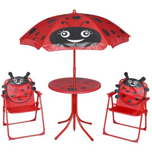 3-Tlg. Garten-Bistro-Set Für Kinder Mit Sonnenschirm | Farbe: Rot