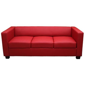 3er Sofa Lille, Kunstleder rot