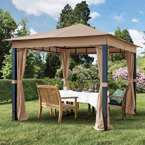 3x3 m Softtop Gartenpavillon, inkl. 4 Seitenteile, cappuccino - (300045)