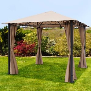 3x3 m Softtop Gartenpavillon, inkl. 4 Seitenteile, cappuccino - (300115)