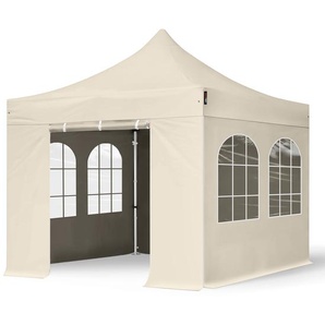 3x3m Aluminium Faltpavillon, inkl. 4 Seitenteile, creme - (600141)