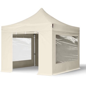 3x3m Aluminium Faltpavillon, inkl. 4 Seitenteile, creme - (600144)