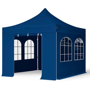 3x3m Aluminium Faltpavillon, inkl. 4 Seitenteile, dunkelblau - (600154)