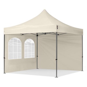 3x3m Stahl Faltpavillon, inkl. 2 Seitenteile, creme - (600012)