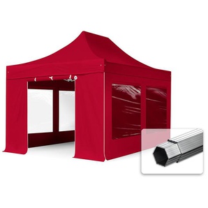 3x4,5m Aluminium Faltpavillon, inkl. 4 Seitenteile, rot - (600206)