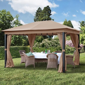 3x4 m Softtop Gartenpavillon, inkl. 4 Seitenteile, cappuccino - (300047)