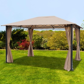 3x4 m Softtop Gartenpavillon, inkl. 4 Seitenteile, cappuccino - (300116)