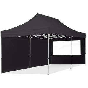 3x6m Aluminium Faltpavillon, inkl. 2 Seitenteile, schwarz - (59030)