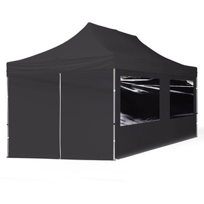 3x6m Aluminium Faltpavillon, inkl. 4 Seitenteile, schwarz - (59031)