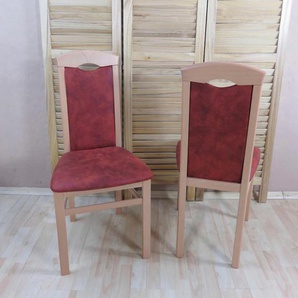 4-Fußstuhl HOME AFFAIRE Stühle Gr. B/H/T: 44 cm x 97 cm x 45 cm, 2 St., Microfaser, Massivholz, orange (terracotta, buche) 4-Fuß-Stühle