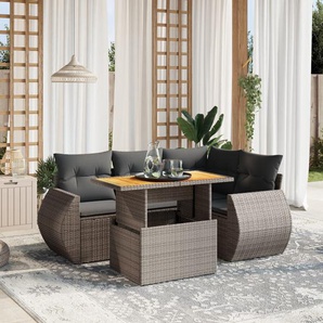 4-Sitzer Lounge-Set aus Polyrattan mit Polster