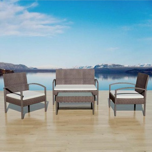 4-Sitzer Lounge Set Destine aus Polyrattan mit Polster