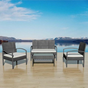 4-Sitzer Lounge Set Destine aus Polyrattan mit Polster