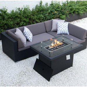 4-Sitzer Lounge-Set Dibora aus Rattan mit Polster