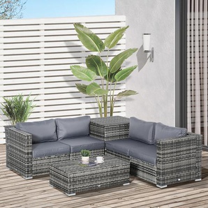 4-Sitzer Lounge-Set Excell aus Rattan mit Polster