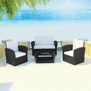 4-Sitzer Lounge-Set Gallegos aus Polyrattan mit Polster