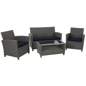 4-Sitzer Lounge-Set Lancashire aus Rattan mit Polster