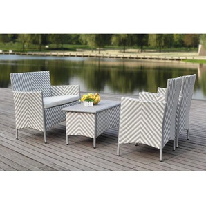 4-Sitzer Lounge-Set Sarenac aus Rattan mit Polstern