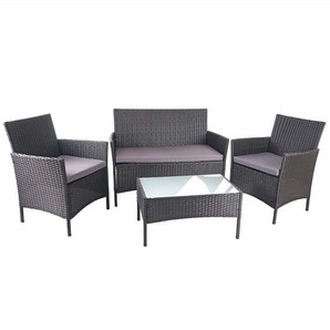 4-Sitzer Lounge-Set Valetta aus Polyrattan mit Polster