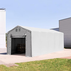 4x10m Zelthalle, PVC-Plane, grau, ohne Statik - (79875)