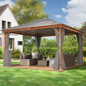 4x4 m Hardtop Gartenpavillon, inkl. 4 Seitenteile, loft grey - (300187)