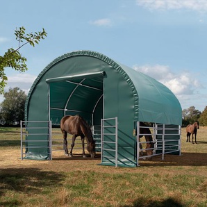 4x4m Weidezelt, PVC-Plane, dunkelgrün, Betonbefestigung - (330615)