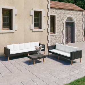 5-Sitzer Lounge-Set aus Polyrattan mit Polster