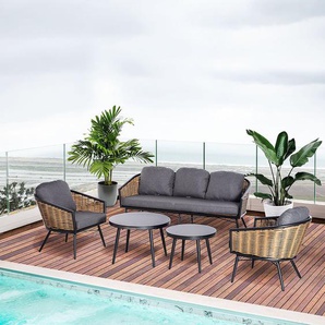 5-Sitzer Lounge-Set aus Rattan mit Polster