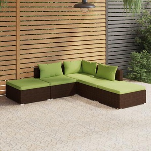 5-Sitzer Lounge-Set Euline aus Rattan mit Polster