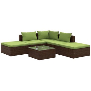 5-Sitzer Lounge-Set Euline aus Rattan mit Polster