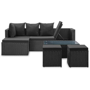 5-Sitzer Lounge-Set Ishraq aus Polyrattan mit Polster