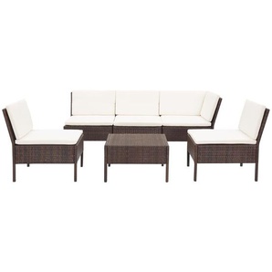 5-Sitzer Lounge-Set Jomayra aus Polyrattan mit Polster