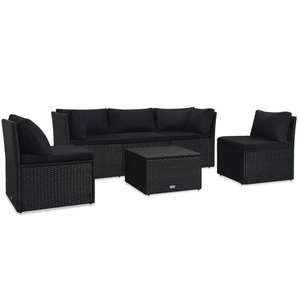 5-Sitzer Lounge-Set Koriann aus Polyrattan mit Polster