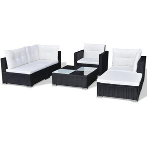 5-Sitzer Lounge-Set Lynette aus Polyrattan mit Polster