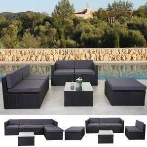 5-Sitzer Lounge-Set Marci aus Polyrattan mit Polster