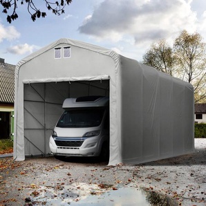 5x10m Zeltgarage, PRIMEtex-Plane, grau, mit Statik (Betonuntergrund) - (99421)