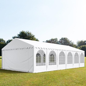 5x12m Partyzelt, PVC-Plane, weiß, mit Bodenrahmen - (5360)