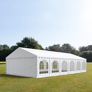 5x12m Partyzelt, PVC-Plane, weiß, mit Bodenrahmen - (7161)