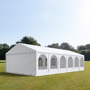 5x12m Partyzelt, PVC-Plane, weiß, mit Bodenrahmen - (7680bl)