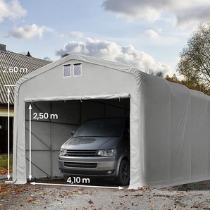 5x16m Zeltgarage, PVC-Plane, grau, mit Statik (Betonuntergrund) - (99529)