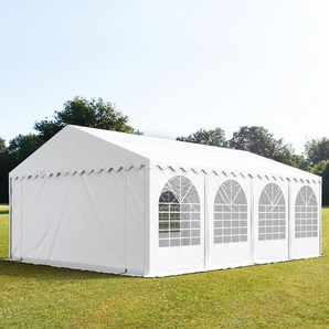 5x8m Partyzelt, PVC-Plane, weiß, mit Bodenrahmen - (7842)