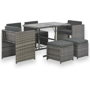 6-Sitzer Lounge-Set Jerryca aus Polyrattan mit Polster