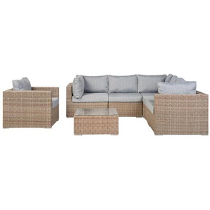 6-Sitzer Lounge-Set Wynnfield aus Rattan mit Polster